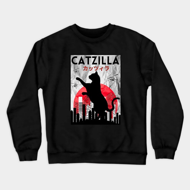 Catzilla Crewneck Sweatshirt by Prossori